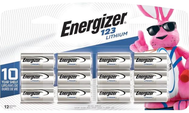 Picture of Energizer EL123BP12 123 Lithium Battery  Silver 3.0 Volt 1,500 mAH Qty (24) 12 Pack