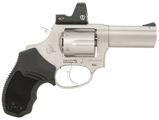 Picture of Taurus 2856P39R 856 w/Red Dot Small Frame 38 Special +P, 6 Shot 3" Matte Stainless Steel Barrel, Cylinder, Matte Optic Ready Frame, Black Rubber Grip, Exposed Hammer, Includes Riton Red Dot