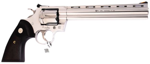 Picture of Colt Mfg PYTHONSP8WTS Python  357 Mag 6rd 8" Stainless Vent Rib Barrel, Stainless Steel Cylinder & Frame, Walnut w/Medallion Grip