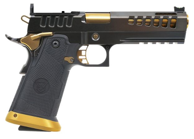 Picture of Watchtower Firearms DEMOLITIA9MM5ELITE Demolitia Elite 9x19 20rd 5" Gold Plated PVD Ported Barrel Graphite PVD Optic Cut/Serrated Graphite PVD Black Textured Grip