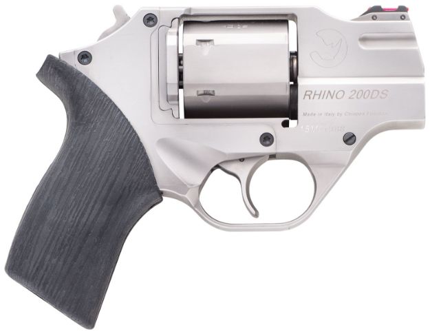 Picture of Chiappa Firearms CF340218 Rhino 200DS  Small Frame 357 Mag 6 Shot 2" Nickel-Plated Steel Barrel & Cylinder, Nickel-Plated Aluminum Frame, Black Rubber Grip, Concealed Hammer