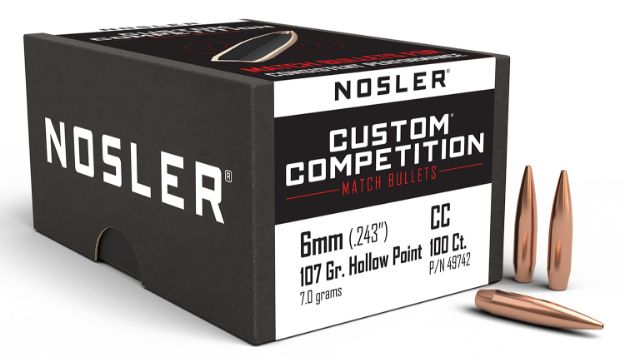 Picture of Nosler 49742 Custom Competition 6mm 107gr Hollow Point Boat Tail 100/Box