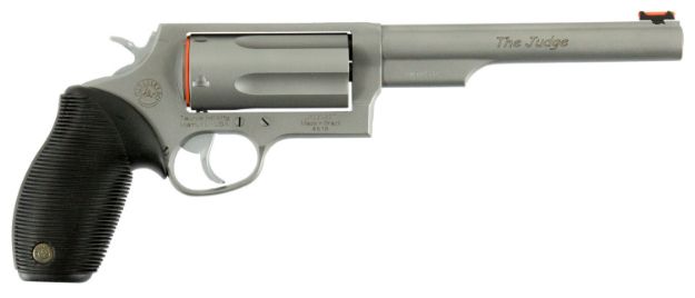 Picture of Taurus 2441069MAG Judge Magnum Compact Frame 45 Colt (Long Colt)/410 Gauge 5rd 6.50" Matte Stainless Steel Barrel, Cylinder & Frame, Black Ribber Grip, Transfer Bar Safety, Exposed Hammer