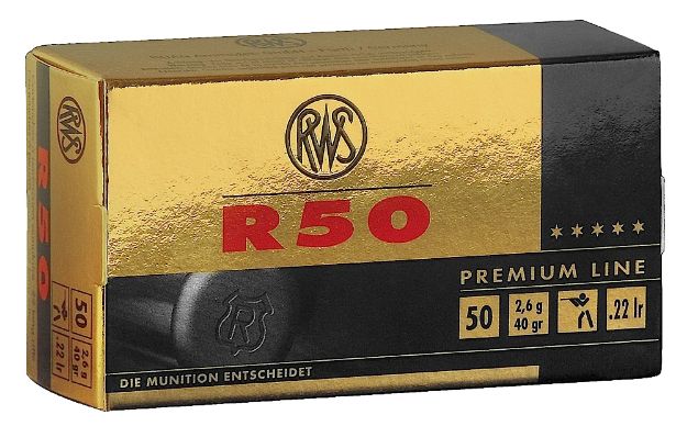 Picture of RWS/Umarex 2134187 R50 Premium Line 22LR 40gr Lead Round Nose 50 Per Box/100 Case