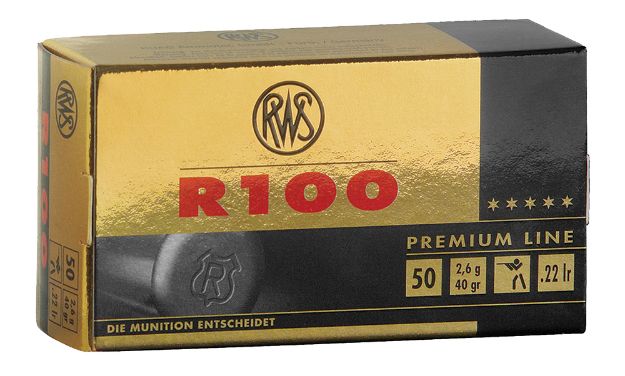 Picture of RWS/Umarex 2134195 R100 Premium Line 22LR 40gr Lead Round Nose 50 Per Box/100 Case