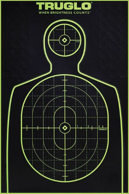 Picture of TruGlo TG13A6 Tru-See Handgun Target Self-Adhesive Heavy Paper Black/Green 12"x18" Silhouette 6 Pack