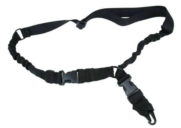 Picture of TacFire SL003B 2 To 1 Point Sling 30"-40" L Adjustable Double Bungee Black Nylon Webbing for Rifle