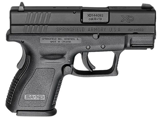 Picture of Springfield Armory XDD9801 XD Defend Your Legacy Sub-Compact 9mm Luger 10+1, 3" Black Melonite Steel Barrel & Serrated Slide, Black Polymer Frame w/Picatinny Rail, Black Polymer Grip