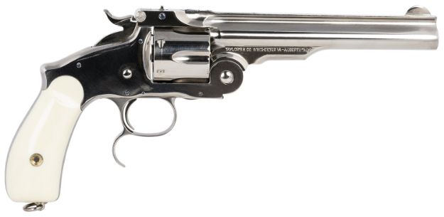 Picture of Taylors & Company 550692 Russian  45 Colt (LC) Caliber with 6.50"  Barrel, 6rd Capacity Cylinder, Overall Nickel-Plated Finish Steel  & Ivory Synthetic Grip