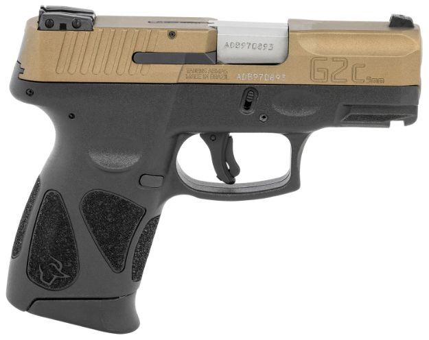 Picture of Taurus 1G2C93A12 G2C  Compact Frame 9mm Luger 12+1 3.26" Matte Stainless Steel Barrel, Burnt Bronze Serrated Alloy Steel Slide, Black Polymer Frame w/Picatinny Rail & Polymer Grip, Right Hand