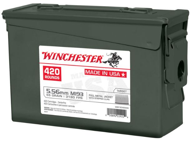 Picture of Winchester Ammo WM193420CS USA M193 5.56x45mm NATO 55gr Full Metal Jacket 840rds/420Bx *2 Cans