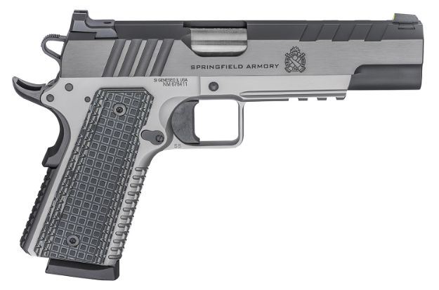 Picture of Springfield Armory PX9220L 1911 Emissary 45 ACP 5" 8+1 Stainless Steel Frame with Rail Blued Carbon Steel with Tri-Top Cut Slide Black VZ Thin-Line G10 Grip