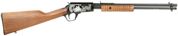 Picture of Rossi RP22181WDEN16 Gallery  Full Size 22 LR 15+1, 18" Polished Black Steel Barrel Polished Black w/Father And Son Hunting Scene Engraving Steel Receiver, Hardwood Fixed Stock, Right Hand