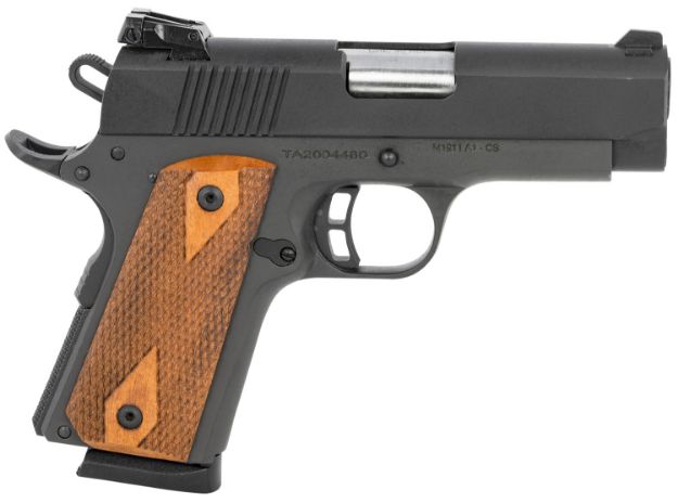 Picture of Taylors & Company 230008 1911 Compact 45 ACP Caliber  with 3.63" Barrel, 7+1 Capacity, Overall Black Parkerized Finish, Beavertail Frame, Checkered Walnut Grip