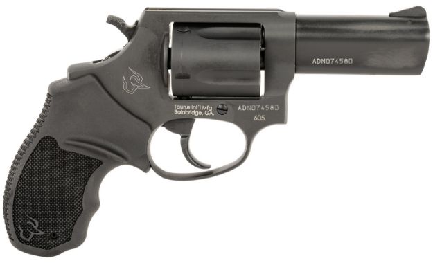 Picture of Taurus 2605P31 605 T.O.R.O. Small Frame 357 Mag/38 Special +P 5rd 3" Matte Black Stainless Steel Barrel, Cylinder & Frame, Extended Ejector Rod, Black Rubber Grip, Transfer Bar Safety, Optics Ready