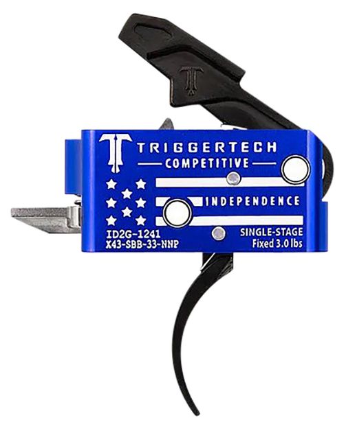 Picture of TriggerTech X43SBB33NNC Competitive Independence Pro Curved Two-Stage Trigger, Blue & White Engraved Flag Housing, Fits AR-15