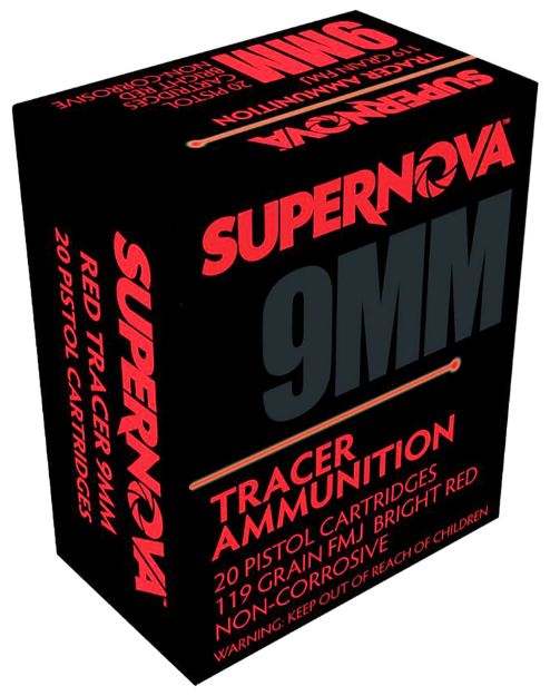 Picture of Supernova PMSN9MMR Red Tracer Non Corrosive 9mmLuger 119gr Full Metal Jacket 20 Per Box/50 Case