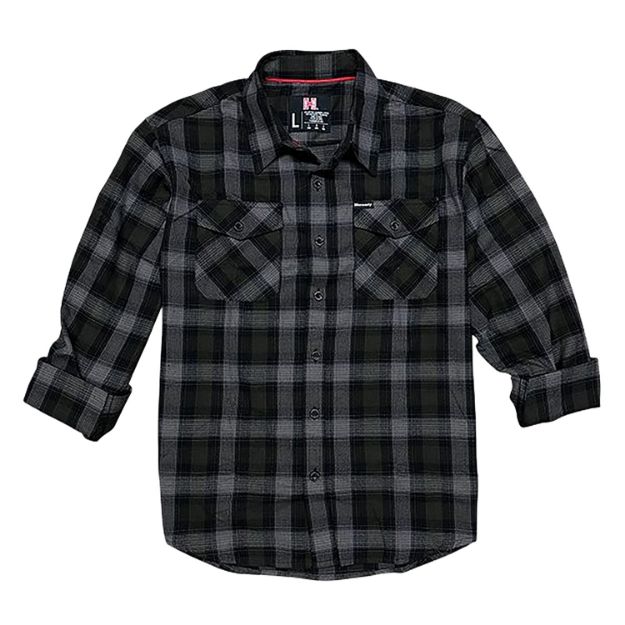 Picture of Hornady Gear 32215 Flannel Shirt  2XL Olive/Black/Gray,  Cotton/Polyester, Relaxed Fit Button Up