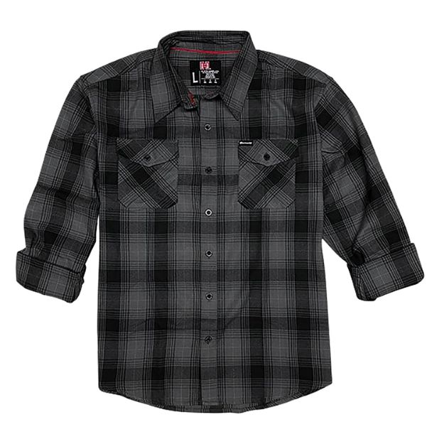 Picture of Hornady Gear 32224 Flannel Shirt  XL Gray/Black,  Cotton/Polyester, Relaxed Fit Button Up