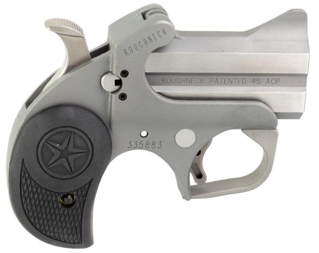 Picture of Bond Arms BARN Roughneck  45 ACP 2rd 2.50" Stainless Steel  Double Barrel & Frame, Rebounding Hammer, Blade Front/Fixed Rear Sights, Black Rubber Grip, Manual Safety