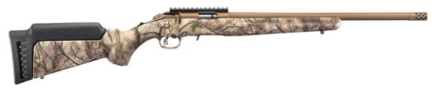 Picture of Ruger 8374 American Rimfire  Full Size 17 HMR 9+1 18" Bronze Cerakote Threaded Barrel, Picatinny Rail Steel Receiver, GoWild Camo I-M Brush Synthetic Fixed Stock, Right Hand