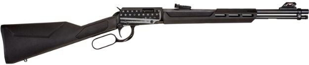 Picture of Rossi RL22181SYEN21 Rio Bravo  22 LR 15+1 18" Black Polished Alloy Steel Barrel, Black w/Engraved US Flag Aluminum Receiver, Black Synthetic Fixed Stock