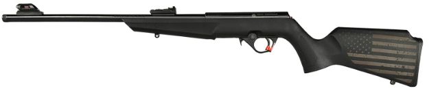 Picture of Rossi RB22L1611EN01 RB22 US Flag Compact 22 LR 10+1 16.50" Matte Black Threaded Barrel, Black Aluminum Receiver, Black w/US Flag Synthetic Fixed Stock