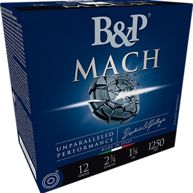 Picture of B&p Ammunition 12B78F28 Mach  12Gauge 2.75" 7/8oz 8Shot 25 Per Box/10 Case