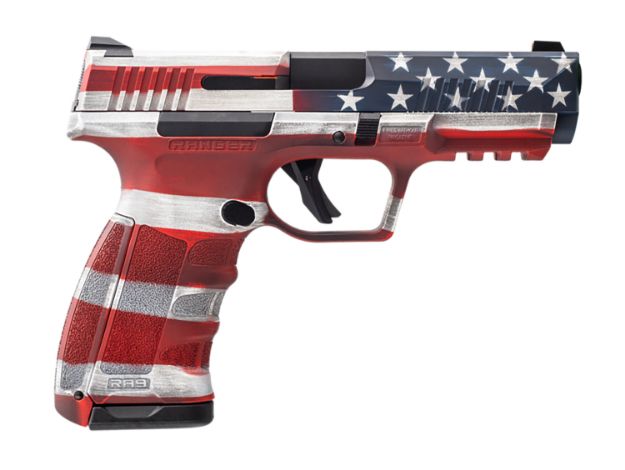 Picture of Dickinson LLC RA9US RA9  9mm Luger 17+1 4.25" Black Steel Barrel, American Flag Cerakote Serrated Aluminum Slide, American Flag Polymer Frame w/Accessory Rail