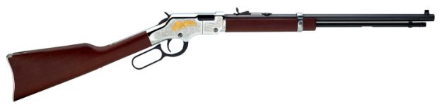 Picture of Henry H004GE Golden Eagle  Full Size 22 Short, 22 Long, 22 LR, 16 LR/21 Short 20" Blued Octagon Barrel, Nickel-Plated Metal Finish, American Walnut Stock Right Hand