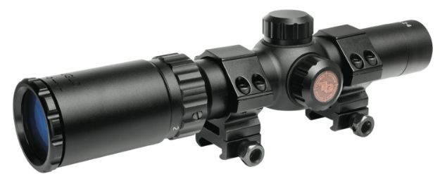 Picture of Truglo TG8514BC Tru-Brite 30 Hunter 1-4x 24mm Obj 92.6-23.03 ft @ 100 yds FOV 30mm Tube Black Finish Circle Duplex