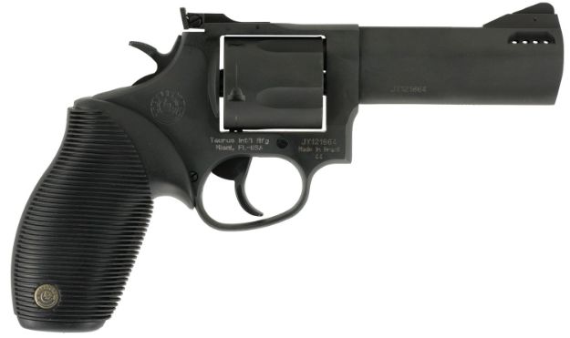 Picture of Taurus 2440041TKR Tracker Model 44 44 Rem Mag Caliber with 4" Ported Barrel, 5rd Capacity Cylinder, Overall Matte Black Oxide Metal Finish, Black Ribber Grip & Adjustable Rear Sight