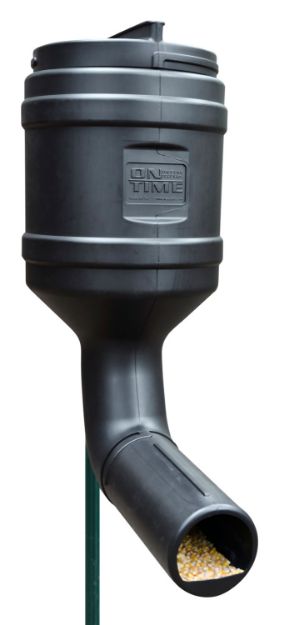 Picture of On Time 71800 T-Post Gravity Feeder Black UV Resistant Polyethylene with 80 lbs Capacity, Multi Mounting Options, Includes Mounting Bracket