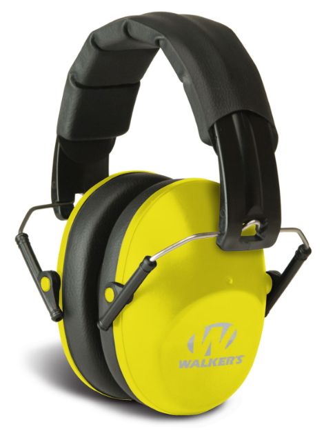 Picture of Walker's GWPFPM1YL Pro Low Profile Passive Muff 22 dB Over the Head Black/Yellow Polymer