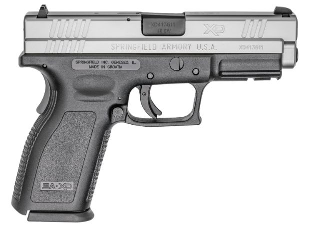 Picture of Springfield Armory XD9302 XD Service *CA Compliant 40 S&W 10+1 4" Black Melonite Steel Barrel, Serrated Stainless Steel Slide, Black Polymer Frame w/Picatinny Rail