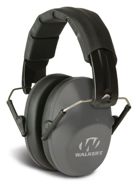 Picture of Walker's GWPFPM1GY Pro Low Profile Passive Muff 22 dB Over the Head Gray/Black Polymer