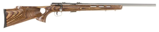 Picture of Savage Arms 96200 93R17 BTVSS Full Size 17 HMR 5+1 21" Satin Stainless Button-Rifled Heavy Barrel, Satin Stainless Steel Receiver, Custom Thumbhole Natural Brown Laminate Stock, Right Hand