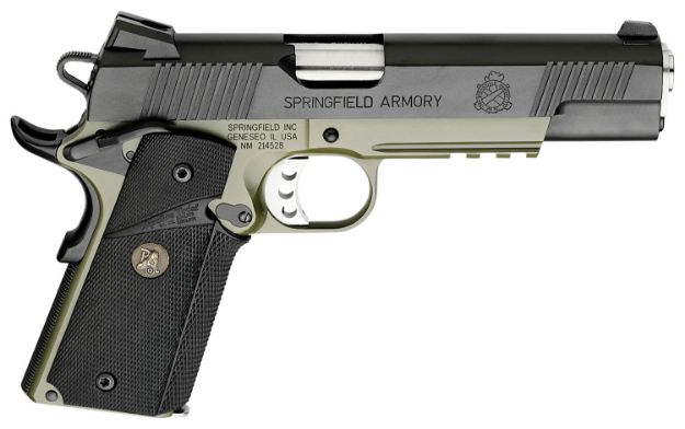 Picture of Springfield Armory PX9105MLCA18 1911 Loaded Operator *CA Compliant 45 ACP 5" 7+1 OD Green Armory Kote Black Armory Kote Carbon Steel Slide Black Wraparound Rubber Grip