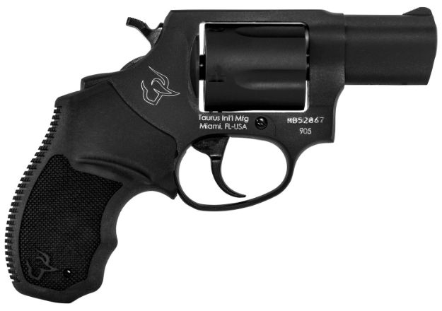 Picture of Taurus 2905021 905  9mm Luger 5rd 2" Barrel, Overall Matte Black Oxide Metal Finish,  Finger Grooved Black Rubber Grip & Fixed Sights