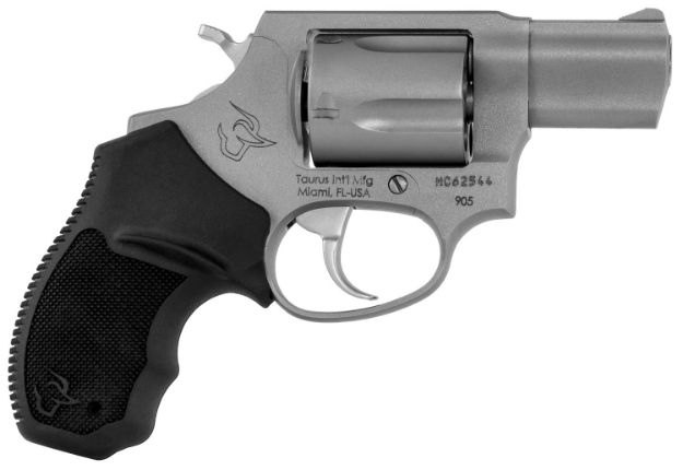 Picture of Taurus 2905029 905  9mm Luger 5rd 2" Barrel, Overall Matte Finish Stainless Steel, Finger Grooved Black Rubber Grip & Fixed Sights