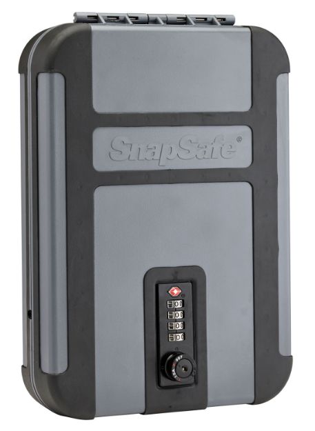 Picture of SnapSafe 75241 TrekLite Lock Box XL Combination Entry Gray Polycarbonate Holds 1 Handgun 10" W x 7" H x 2" D