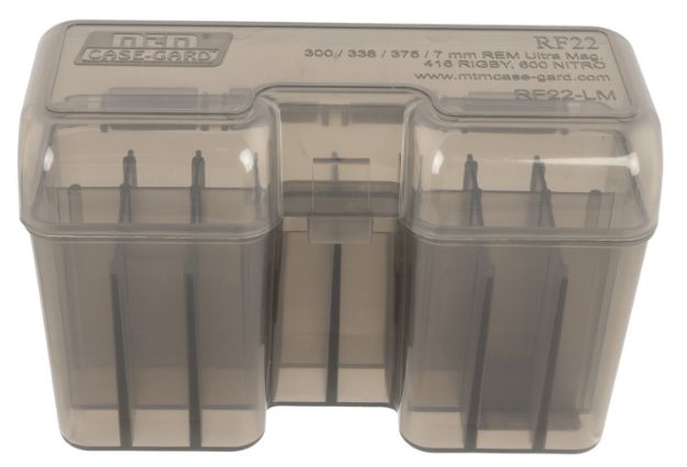 Picture of MTM Case-Gard RF22LM41 Ammo Box Flip-Top Multi Caliber Rifle Clear Smoke Polypropylene 22rd