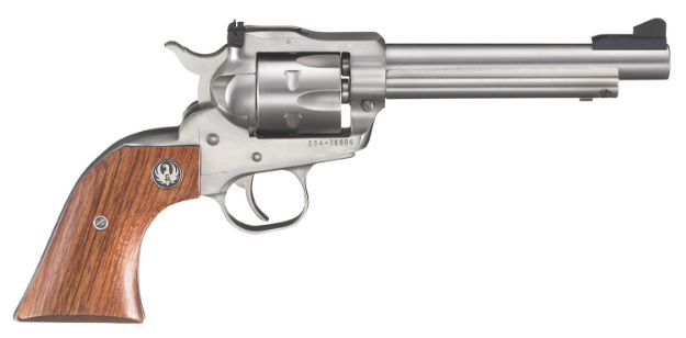 Picture of Ruger 0625 Single-Six Convertible 22 LR/22 WMR 6rd 5.50" Satin Stainless Steel Barrel, Cylinder & Frame, Hardwood Grip, Transfer Bar Safety, Exposed Hammer