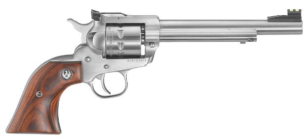 Picture of Ruger 0626 Single-Six Convertible 22 LR 22 WMR 6rd 6.50" Satin Stainless Steel Barrel, Cylinder & Frame, Hardwood Grip, Transfer Bar Safety, Exposed Hammer