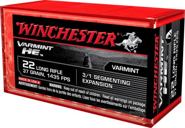 Picture of Winchester Ammo S22LRFSP Varmint HE  22LR 37gr 3/1 Segmenting Expansion 50 Per Box/20 Case