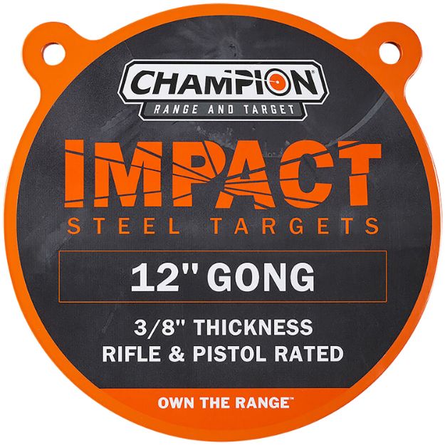 Picture of Champion Targets 44912 Center Mass Gong 12" Rifle Gray AR500 Steel Gong 3/8" Thick Hanging