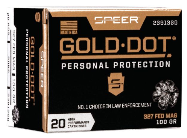 Picture of Speer 23913GD Gold Dot Personal Protection 327FederalMag 100gr Hollow Point 20 Per Box/10 Case