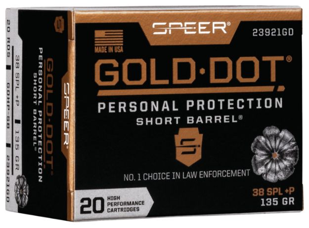 Picture of Speer 23921GD Gold Dot Personal Protection Short Barrel 38Special+P 135gr Hollow Point 20 Per Box/10 Case