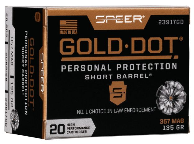 Picture of Speer 23917GD Gold Dot Personal Protection Short Barrel 357Mag 135gr Hollow Point 20 Per Box/10 Case