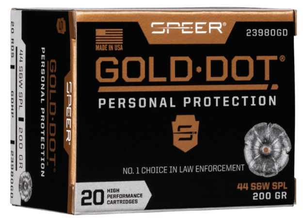 Picture of Speer 23980GD Gold Dot Personal Protection 44S&WSpl 200gr Hollow Point 20 Per Box/10 Case